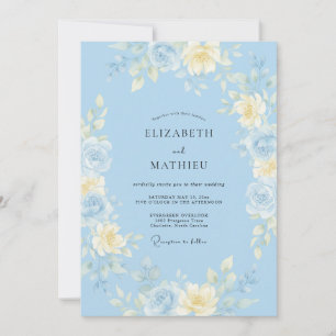 Sky Blue Whimsical Watercolor Wedding Invitation