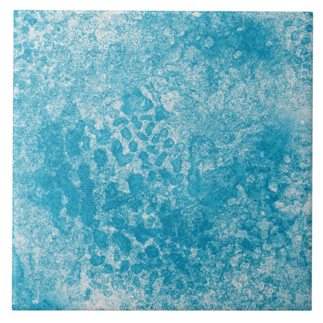Sky Blue & White Coral Texture Ceramic Tile (Front)
