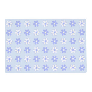 Sky Blue & White Flowers on Light Blue Placemat