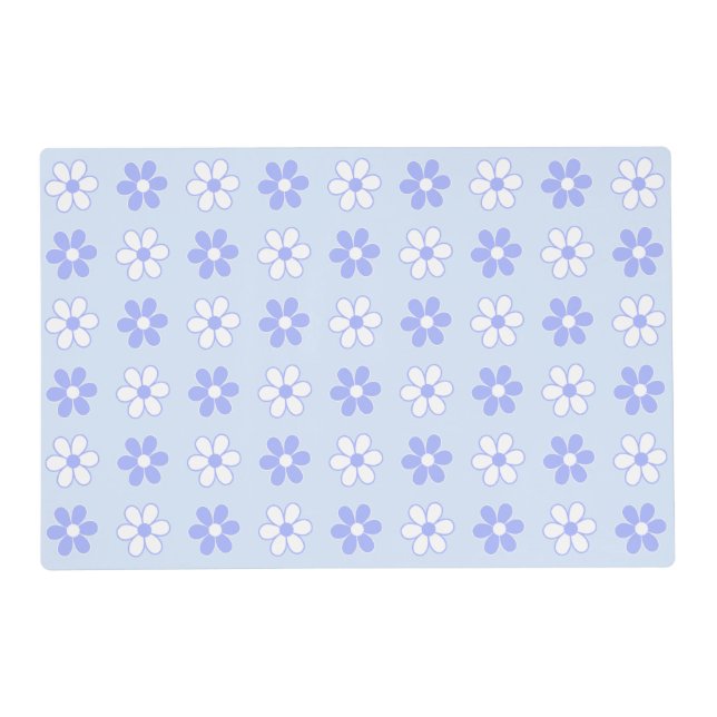 Sky Blue & White Flowers on Light Blue Placemat (Front)