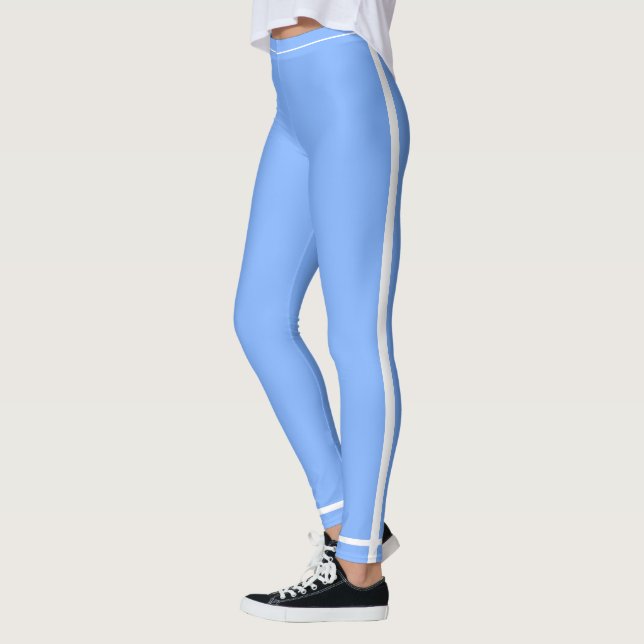 Sky Blue White Side Stripe Leggings Zazzle