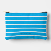 Sky Blue & White Stripe Travel & Make Up Bag