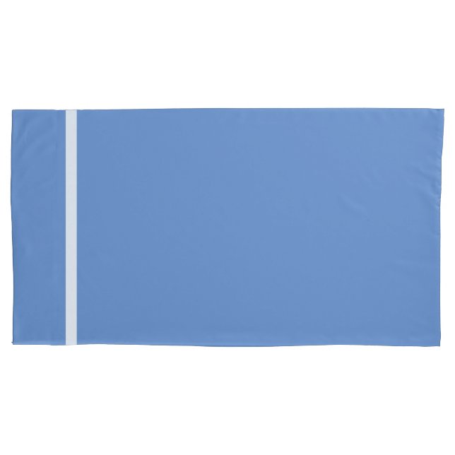 Sky Blue White Stripe Trim  Pillow Case (Front-Left)