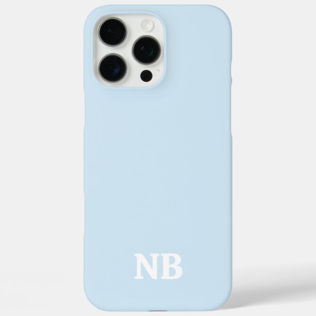 sky blue & white unique monogram name initials  Case-Mate iPhone case (Back)
