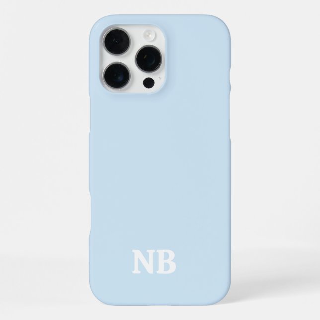 sky blue & white unique monogram name initials  iphone case (Back)
