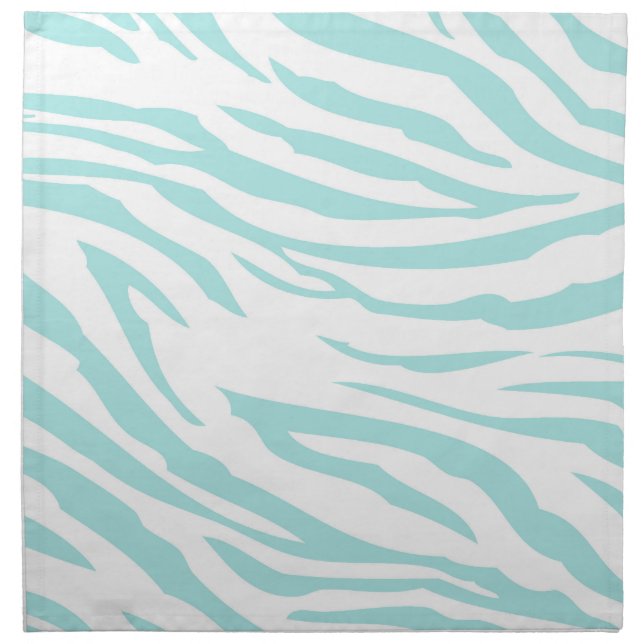 Sky Blue White Zebra Animal Cloth Napkin (Front)