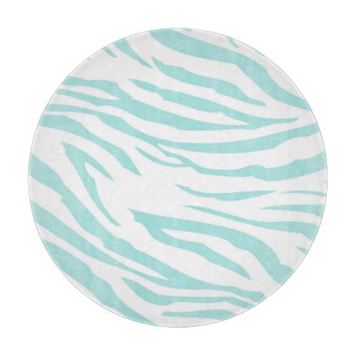 Sky Blue White Zebra Animal Cutting Board