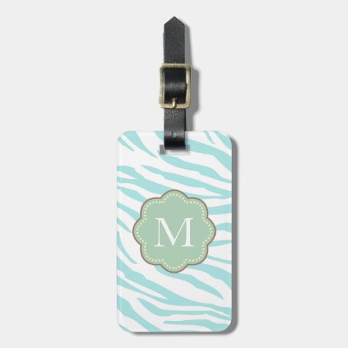 Sky Blue White Zebra Animal Luggage Tag