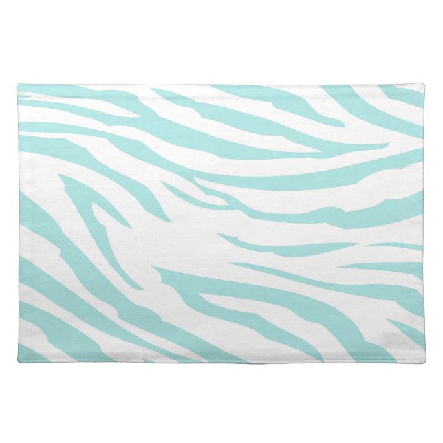 Sky Blue White Zebra Animal Placemat (Front)