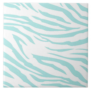 Sky Blue White Zebra Animal Tile