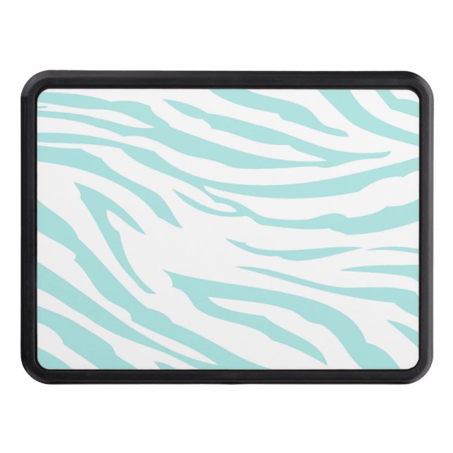 Sky Blue White Zebra Animal Tow Hitch Cover (Front)