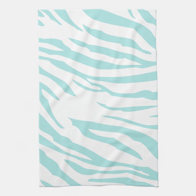 Sky Blue White Zebra Animal Towel (Vertical)