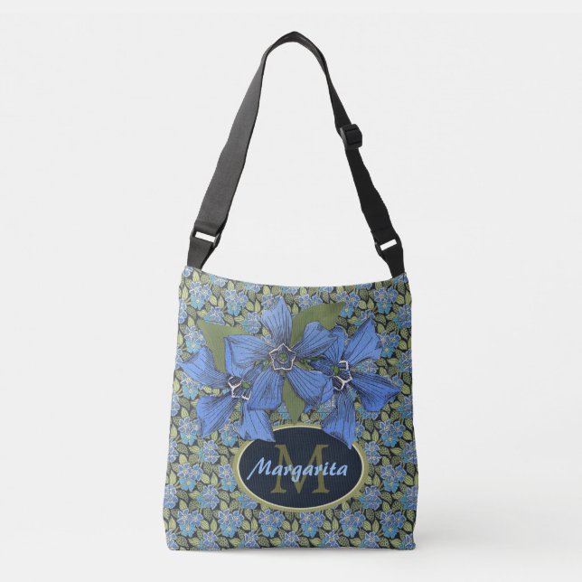 Sky Blue Wildflower Monogram Delight Crossbody Bag (Front)