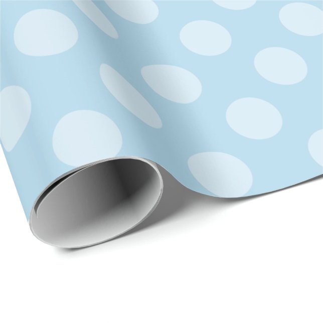 Sky blue with Baby Blue Polka Dots Wrapping Paper (Roll Corner)