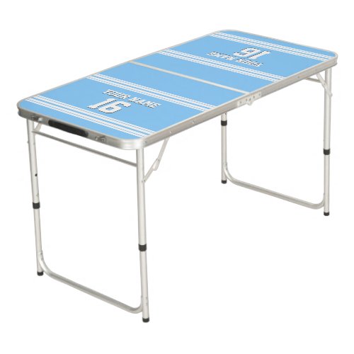Sky Blue with White Stripes Sports Jersey Beer Pong Table