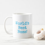 Sky Blue World's Best Boss Typography Coffee Mug