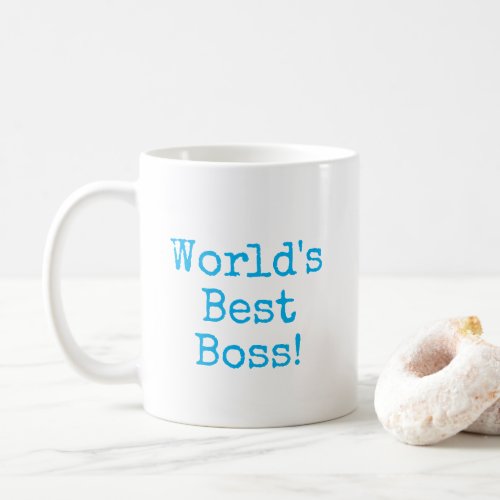 Sky Blue Worlds Best Boss Typography Coffee Mug
