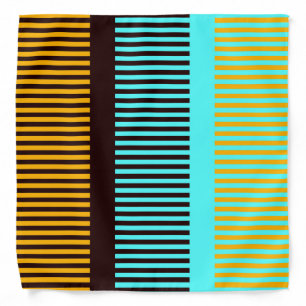 Sky Blue Yellow Brown Stripes Bandana