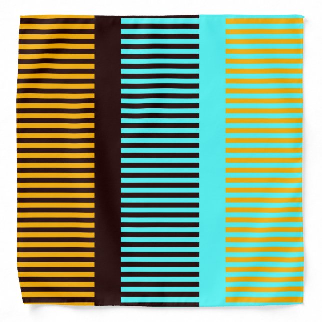 Sky Blue Yellow Brown Stripes Bandana (Front)