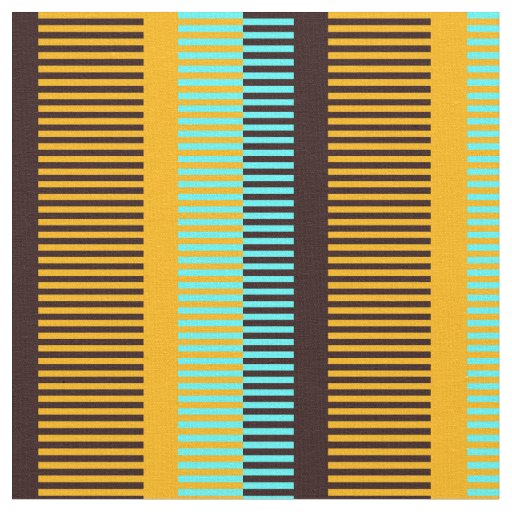 Sky Blue Yellow Brown Stripes Fabric