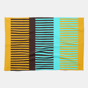 Sky Blue Yellow Brown Stripes Kitchen Towel