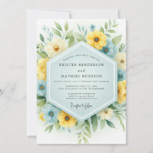 Sky Blue & Yellow Meadow Wedding Invitation