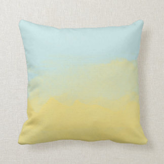 Sky Blue Yellow Watercolor Painting Art Modern Throw Pillow