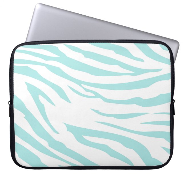 Sky Blue Zebra Print Laptop Sleeve (Front)