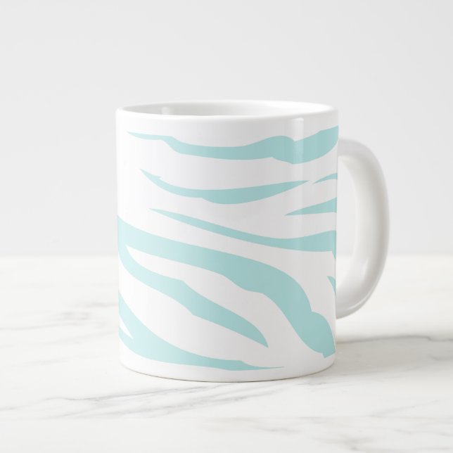 Sky Blue Zebra Print Large Coffee Mug (Front Right)
