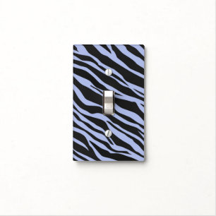 Sky Blue Zebra Striped Light Switch Cover