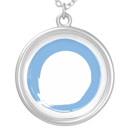 Sky Blue Zen Symbol Silver Plated Necklace