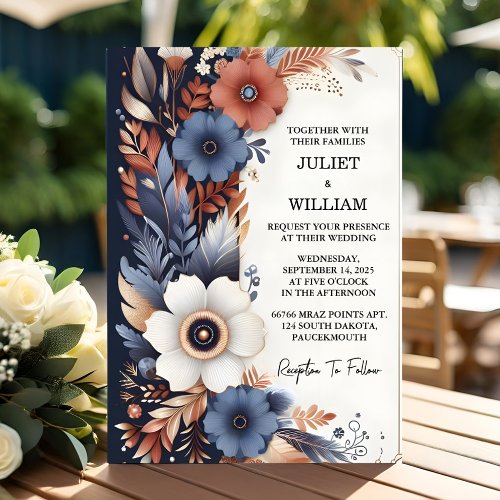 Sky Budget Cheap Outdoor Stylish Navy Blue Wedding Invitation