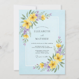 Sky Butter Wildflower Wedding Invitation