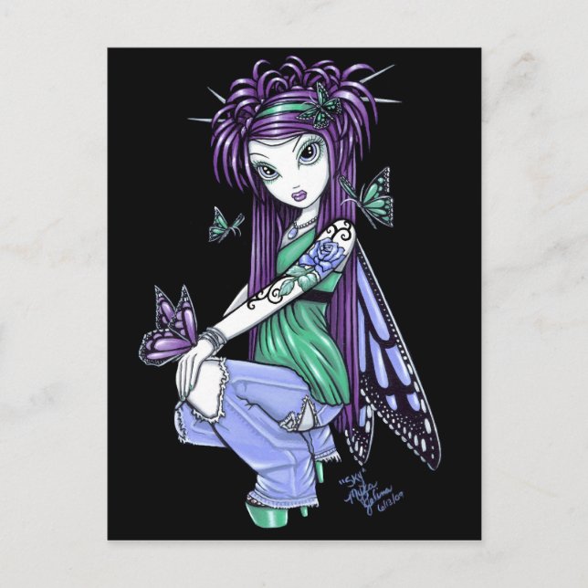 "Sky" Butterfly Rose Fairy Postcard (Front)