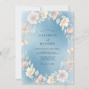 Sky Champagne Bloom Wedding Invitation