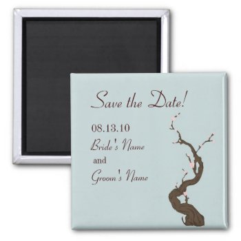 Sky Cherry Blossom Save The Date Magnet by designaline at Zazzle