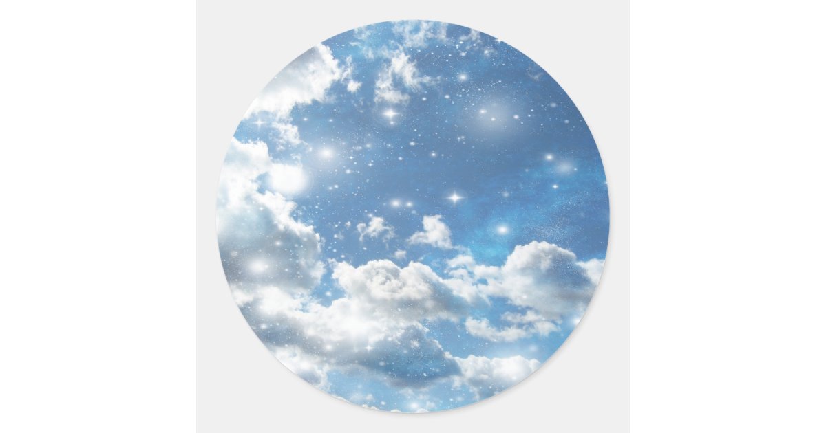 Sky Clouds Sparkles Classic Round Sticker | Zazzle