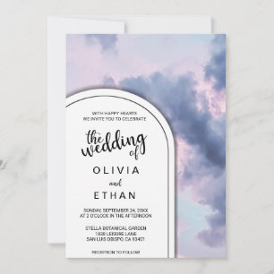 Sky clouds sunset romantic Wedding Invitation