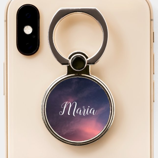 Sky Cloudy Pink Blue Photo Phone Ring Stand (Close Up)