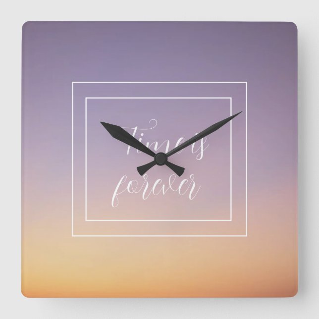 Sky Colors Time Is Forever Square Wall Clock (Front)