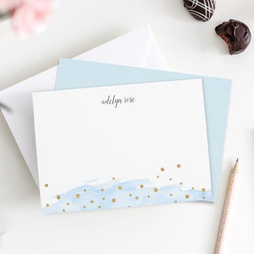 Sky  Confetti Pop Personalized Stationery Flat Note Card