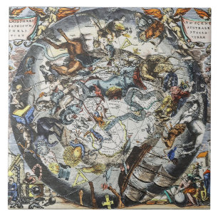 Sky Constellations Vintage Map Ceramic Tile