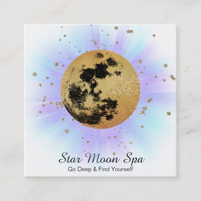 *~* Sky Cosmos Universe Stars Luna Moon Square Business Card (Front)