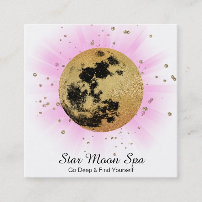 *~* Sky Cosmos Universe Stars Moon Lunar Square Business Card (Front)