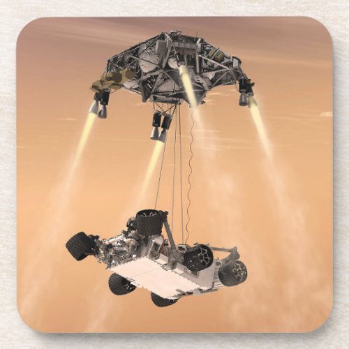 Sky Crane Maneuver During Curiositys Mars Descent Beverage Coaster