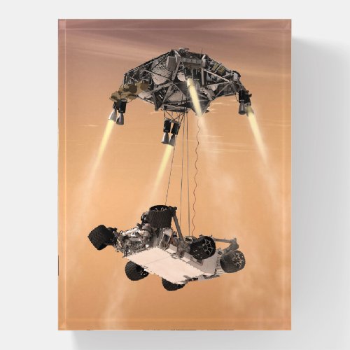 Sky Crane Maneuver During Curiositys Mars Descent Paperweight