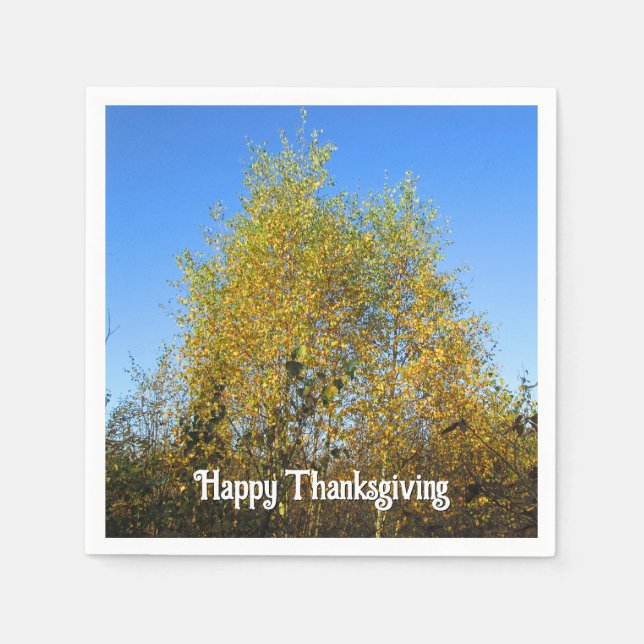 Sky Dancing Autumn Leaves - Custom Thanksgiving Napkins (Front)