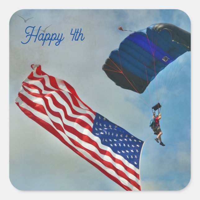Sky Diving American Flag Stickers (Front)