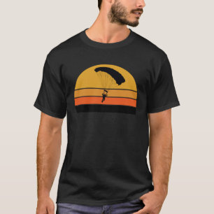 Sky Diving Diver Airplane Jump Parachute Black Yel T-Shirt