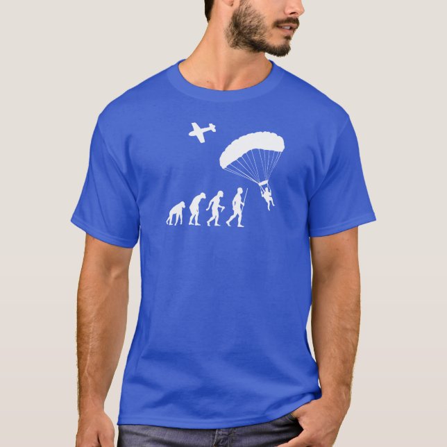 Sky Diving Funny Evolution T-Shirt (Front)